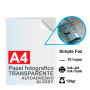 Papel A4 Foto TRANSPARENTE autoadhesivo, 120gr por 10 hojas