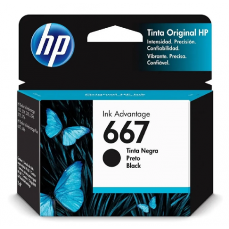 HP 667 Original Ink Cartridge Negro (3YM79AL)