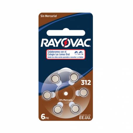 Pila de Audífono Nº 312 x 6 Unidades RAYOVAC | AxA