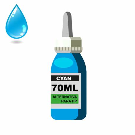 Tinta cian compatible para HP,  70 ml alternativa