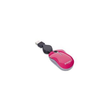 Mini Mouse Retráctil Verbatim Óptico Usb Notebook Rosa