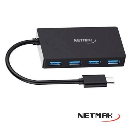 Hub USB-*Type C* 4 Puertos a USB-A - NETMAK - NM-HUBC