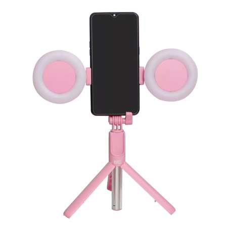 Trípode con 2 aros de luz GTC Rosa - TBL-003R GTC | AxA