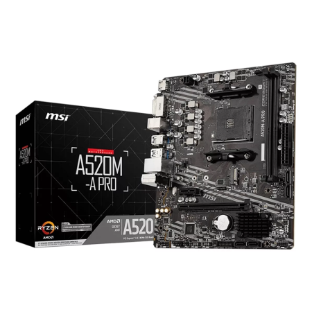 Placa Madre MSI A520M-A PRO Socket AM4 AMD Ryzen Series 3000 a 5000, DDR4