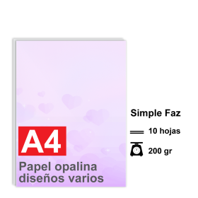 Papel OPALINA - 200g - DISEÑOS A4 - VARIOS x 10 hojas | AxA