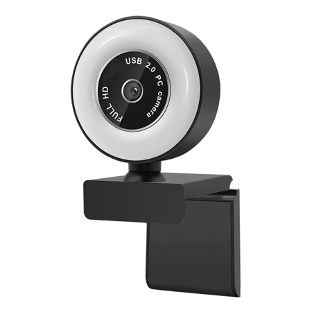 Webcam USB Con Aro de luz + Mic.- INT-CO - Full HD 1080P