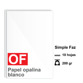 Papel OPALINA - 200g - OFICIO - Blanco x 10 hojas | AxA