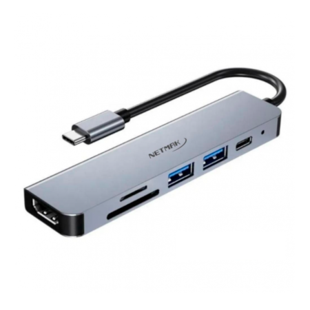 HUB Adaptador 6 EN 1 Tipo C 4K Netmak NM-6EN1