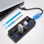 HUB Adaptador 4 Puertos USB 3.0 5Gbps C/interruptores