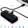 HUB Adaptador 4 Puertos USB 3.0 5Gbps C/interruptores
