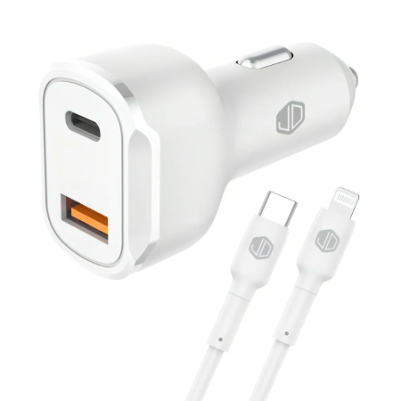 Cargador fast de AUTO x 2 - 30W - Con CABLE LIGHTNING