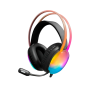 Auricular Gamer NETMAK N25, 3,5+USB, c/Micrófono, Led RGB - Black