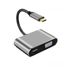HUB Adaptador (Type-C) 4 en 1 - 4K (USB-C+HD+USB 3.0+VGA