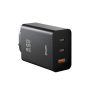 Cargador GaN, 65W de 220V a USB,  Netmak NM-CP42 ( 3 Puertos, ultra rápido, con cable USB-C A USB-C)