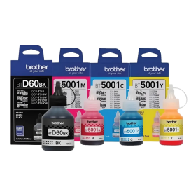 COMBO original BROTHER BTD60BK+BT5001 M/C/Y (4 botellas)