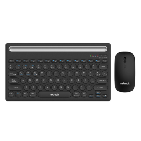 Kit de Teclado y Mouse Bluetooth 5.0 NETMAK Recargable Negro (NM-KB654)