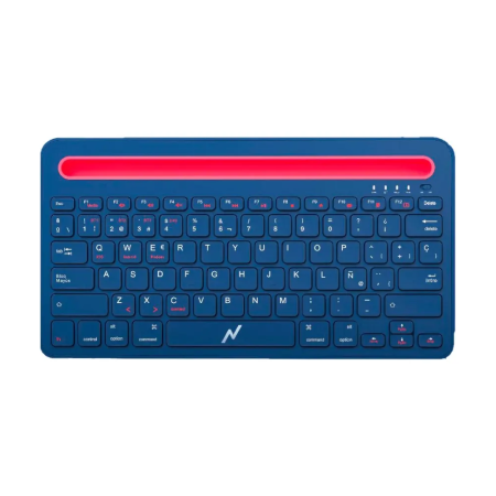 Teclado + inalámbrico NOGA - NKB-Q70 Azul (BT+2,4Ghz) - Soporte p/celu+Tablet