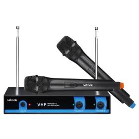 Sistema de Micrófonos Inalámbricos Netmak NM-MC25 (Doble Canal + Receptor)