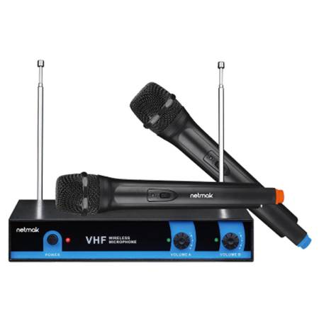 Sistema de Micrófonos Inalámbricos Netmak NM-MC25 (Doble Canal + Receptor)