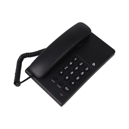 Teléfono Fijo de Mesa con Cable, Convertible a Pared - Negro
