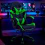 Silla Gamer EMPOLI VOLT EM-G03 - Reclinable 135° con Reposapiés / Negra/Verde