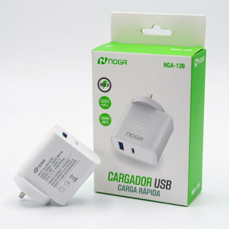 Cargador de Pared USB 45W Carga Rápida USB-C Power Delivery + USB-A - Noga NGA-126