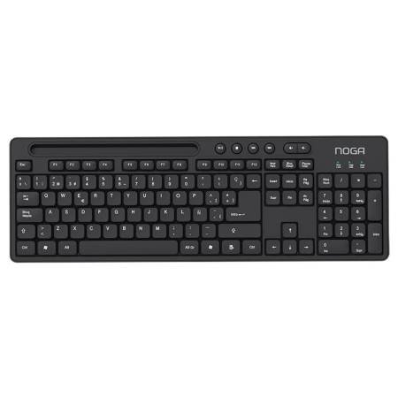 Teclado Multimedia Noganet NKB-1300 USB 104 Teclas con Soporte para Smartphone/Tablet