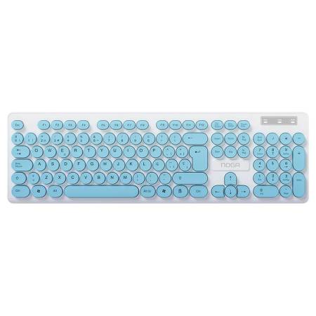 Teclado Slim Noga Noganet NKB-580 USB 104 Teclas Ultra Delgado - Celeste