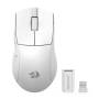 Mouse Gamer Redragon K1NG 4K PRO  Inalámbrico 3 Modos (2.4G/BT/Cable) 26000 DPI Ultraligero 49g Blanco - M916W-PRO-4K