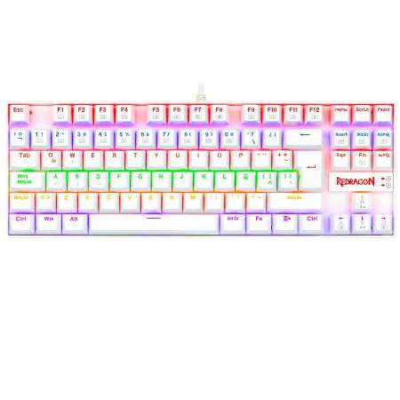 Teclado Mecánico Gamer REDRAGON Kumara K552W RGB TKL Blanco - Switch Rojo - Español - K552W-RGB SP-RED