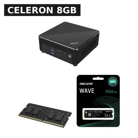 Pack Mini PC MSI, Intel N100, 8GB DDR4, SSD M2 256GB, Cubi N ADL-020BUS, WiFi AC + BT5, Dual LAN, Non-OS