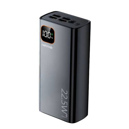 Cargador Portátil de 30.000 mAh, Carga Ultra Rápida 22.5W - Display - 5 Puertos - NETMAK - Power Bank - NM-PB11