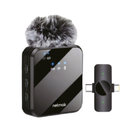 Micrófono Corbatero Inalámbrico Netmak NM-MC13 USB-C/Lightning 20m