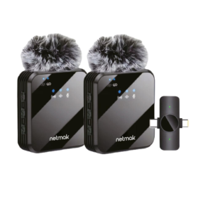 Set de Micrófonos Inalámbricos Netmak NM-MC14 Dual - Plug & Play, USB-C + Lightning (Android/iOS)