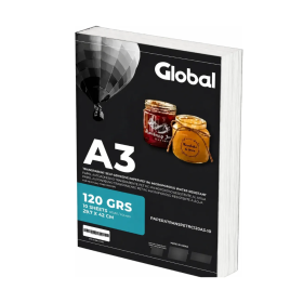 Papel Autoadhesivo Transparente Global A3 PET RC Microporoso 120grs x 10 Hojas - Resistente al Agua