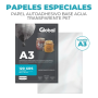 Papel Autoadhesivo Transparente Global A3 PET RC Microporoso 120grs x 10 Hojas - Resistente al Agua