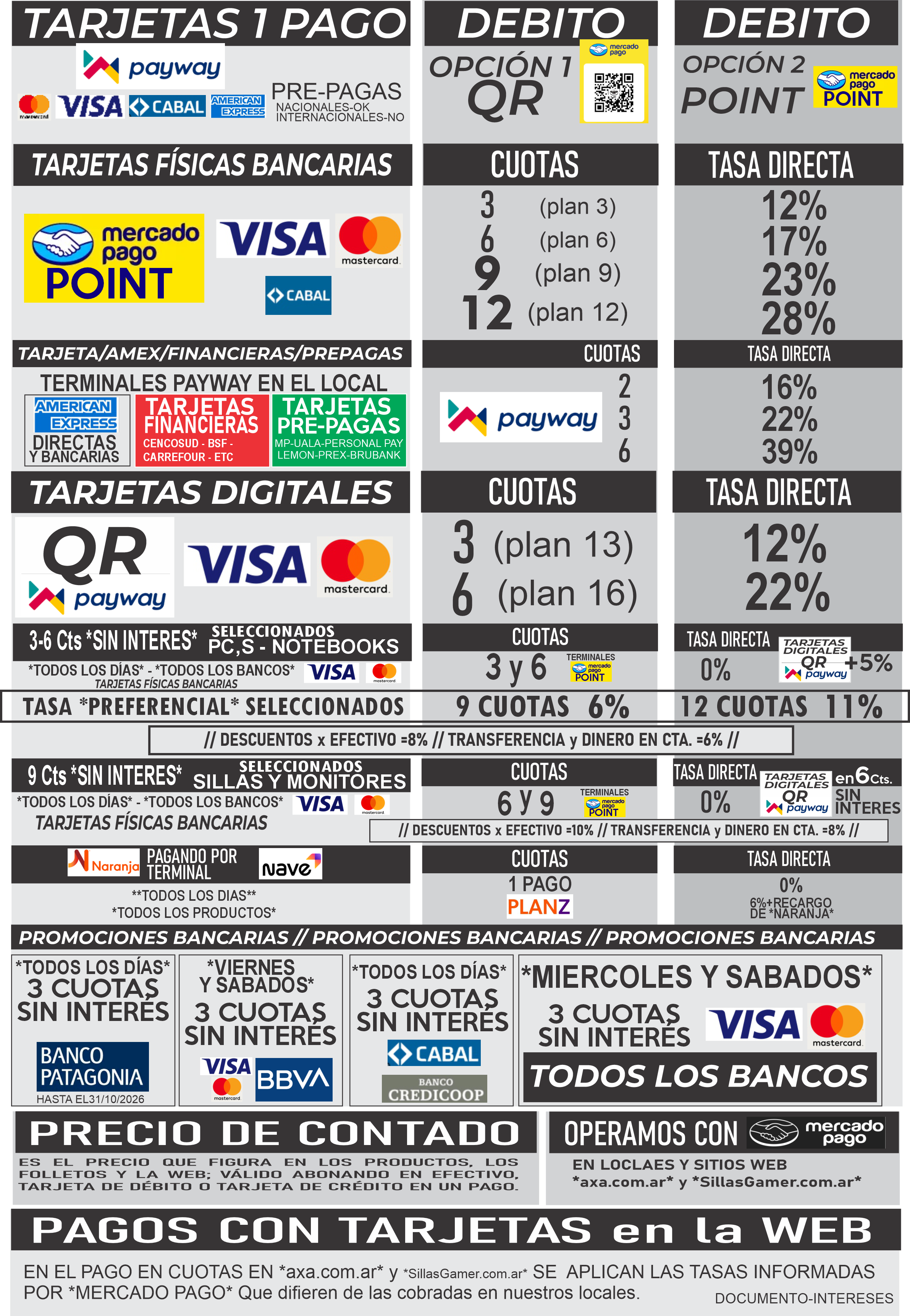 Tasas y promociones